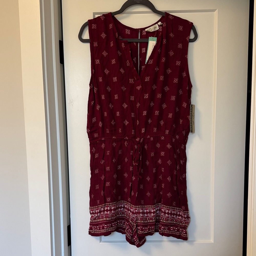 RD Style Maroon Patterned Sleeveless Romper